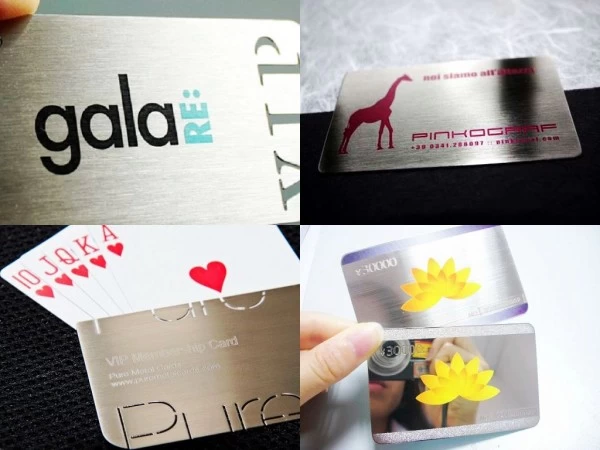 brushed metal business cards