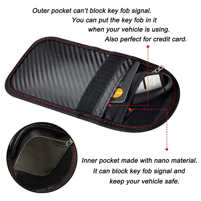 carbon fiber faraday keyfob signal blocking bag