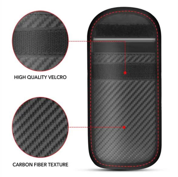 Carbon Fiber Faraday Keyfob RFID Signal Blocking Bag