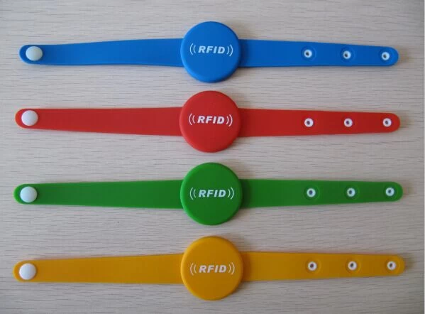 disposable silicone RFID wristband with button