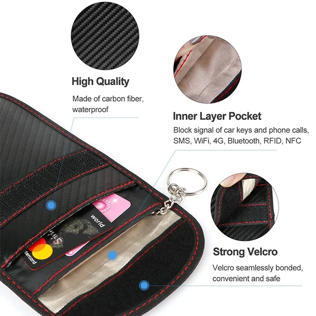 carbon fiber faraday keyfob signal blocking bag