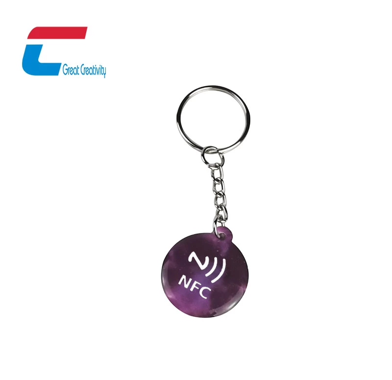 定制批发NFC环氧树脂标签钥匙圈社交媒体共享金属环键环