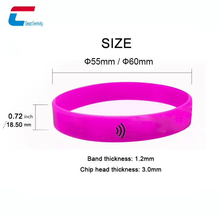 Bracelet NFC Partage des médias sociaux NFC Ultra-mince Bracelet en silicone sur mesure Grossiste sur mesure
