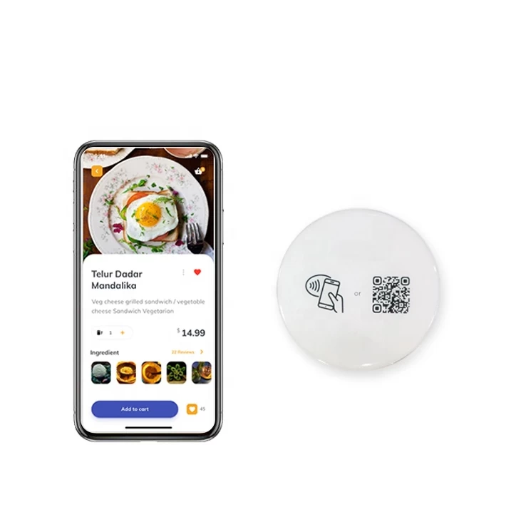 订购防水NFC环氧QR码菜单安全非联系餐桌订购和付款。