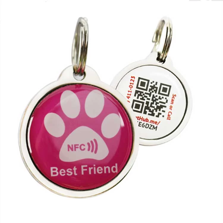 Wholesale programmable NFC dog tag with unique QR code different ID number for pet identification