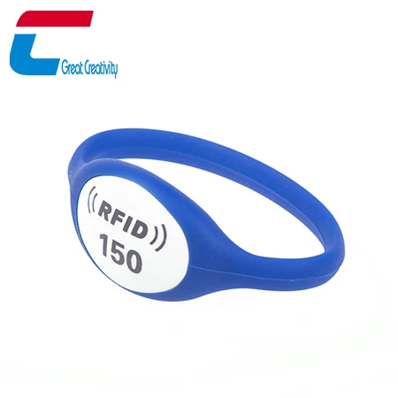 Tête ovale bicolore fermée bracelet RFID en silicone