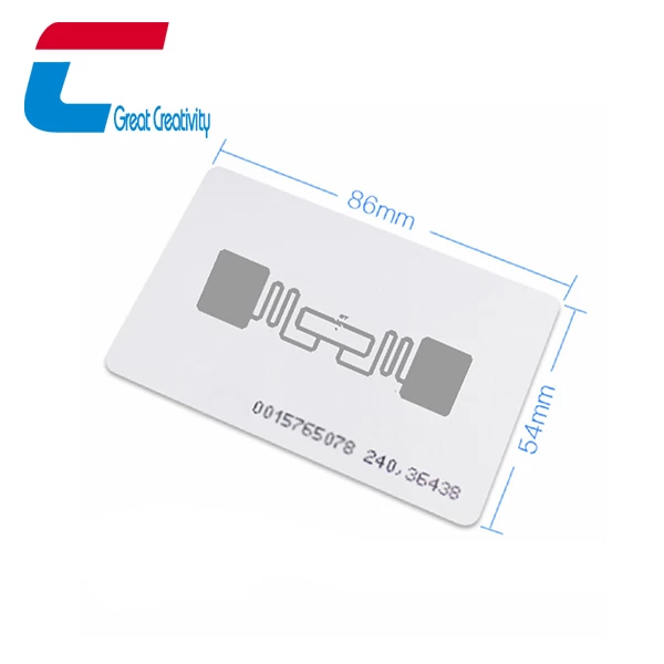 Preiswerte leere weiße UHF RFID Chip karte ISO18000-6C