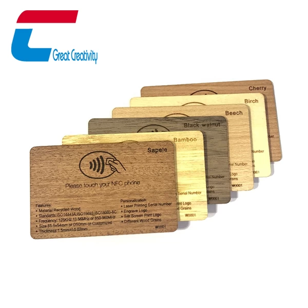 Kundenspezifische Visitenkarte Laserdruck-Holz-RFID NFC