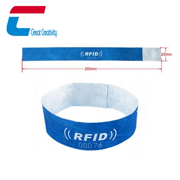 定制印刷一次性杜邦纸RFID腕带用于活动