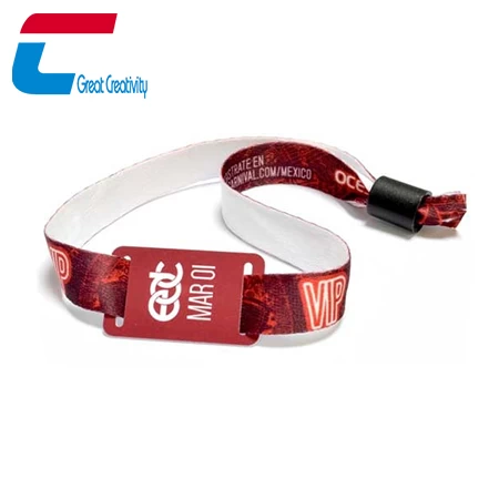 Custom Printed Fabric RFID NFC Bracelet with Soft PVC Tag for Activities