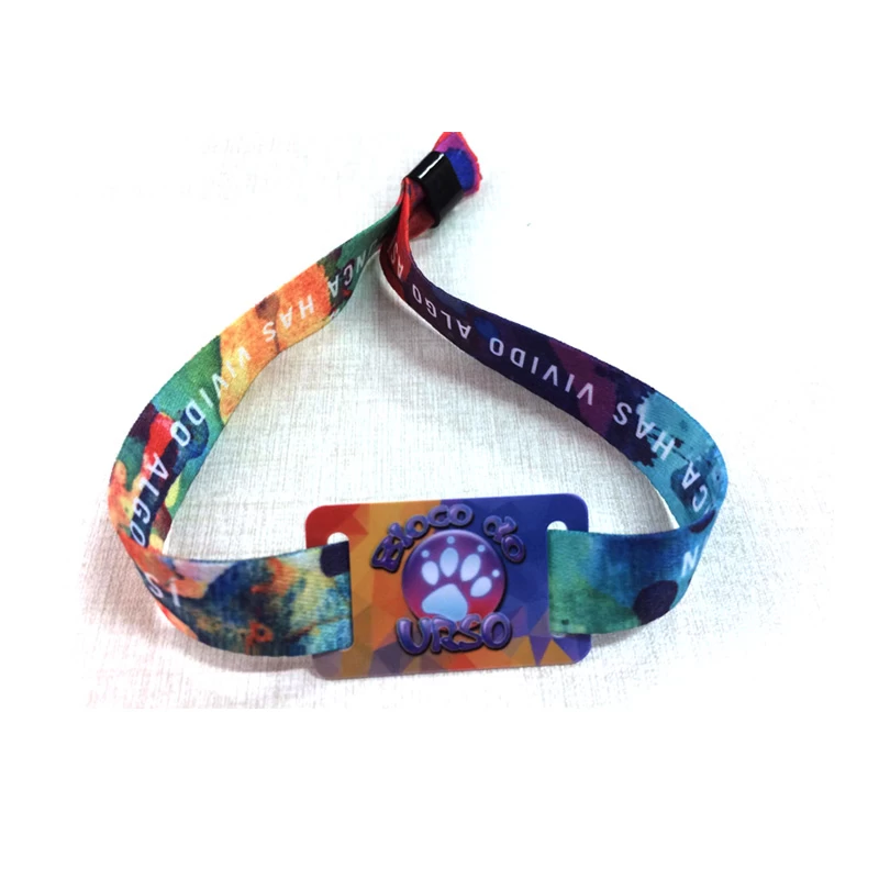 Custom Fabric Payment 13.56MHz RFID NFC Chip Woven Wristband for Event