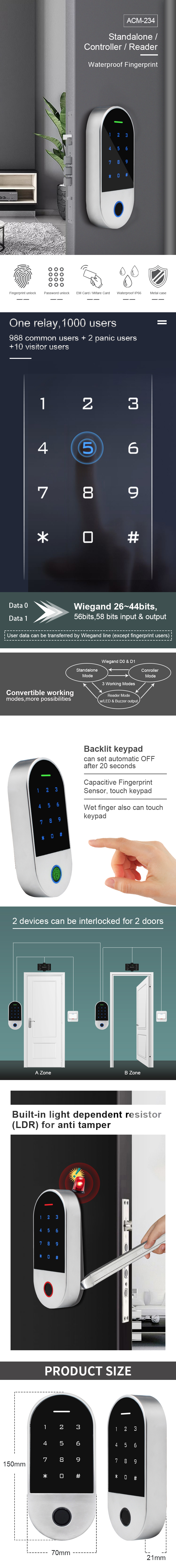 Secukey 13.56MHz Touch Keypad Bluetooth RFID Access Control with TTLock APP Compatible with Mifare Card