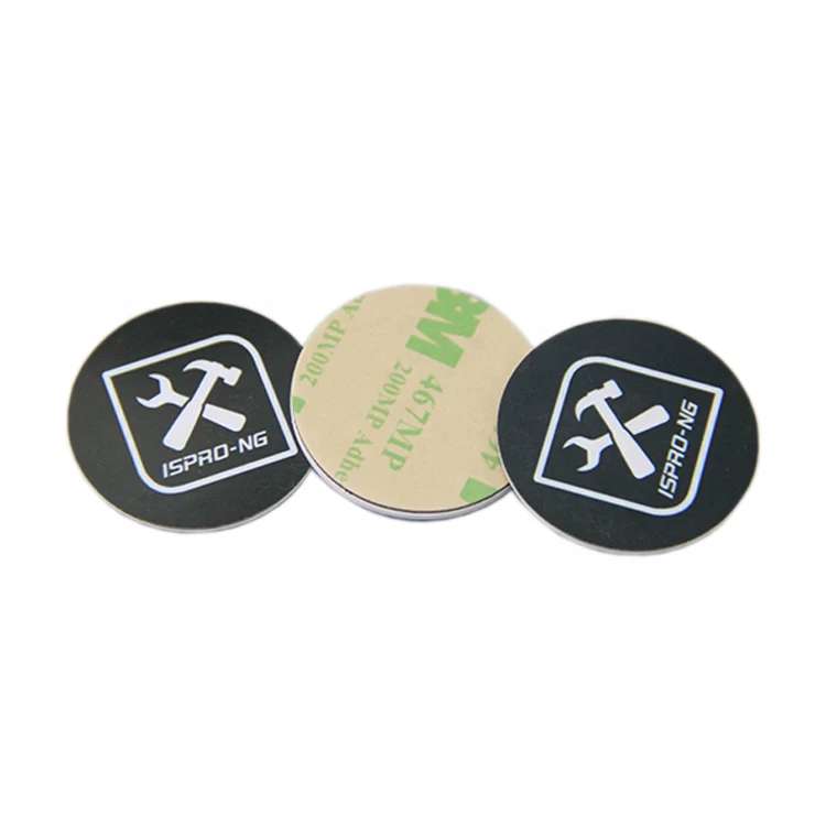 13.56Mhz coin metal nfc rfid tags coin cards tags PVC with anti-metal sticker NTAG 213 chip RFID pvc disc RFID pvc coin tag