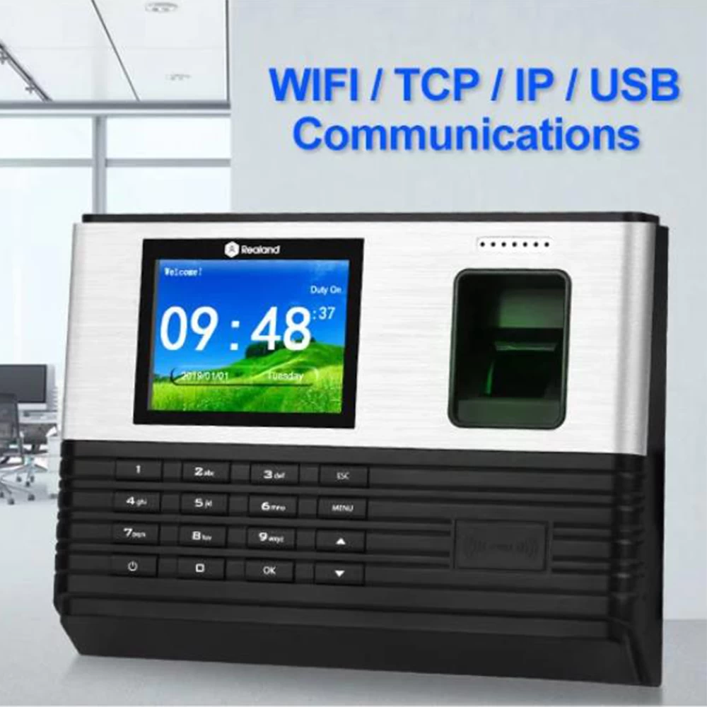 2.8inch TCP IP WIFI Biometric Clock System Password Employee Reader Fingerprint Attendance Time Recorder Machine