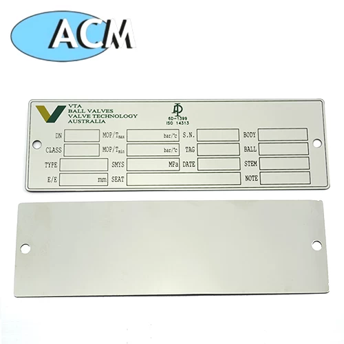 China ACM-M002 stainless steel Metal Nameplate manufacturer