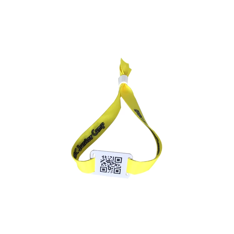 Concert Events Disposable Logo Printed RFID Fabric Woven Wristband for Festival