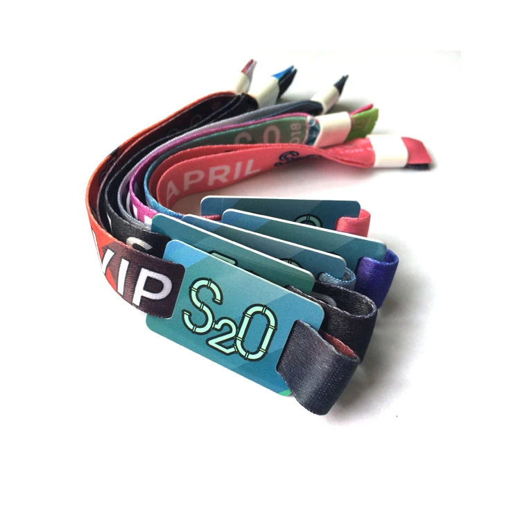 Custom Theme Park Elastic Fabric Wristbands Woven RFID Woven Wristband