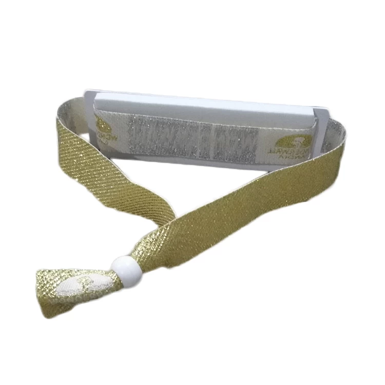 Customized Silver/Gold Thread Printed Long Range UHF H4 Festival Fabric Polyester Wristbands