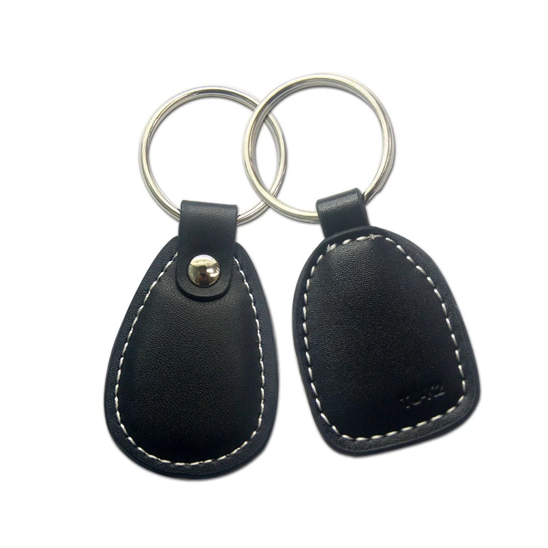Factory price smart keychain tag leather rfid keyfob
