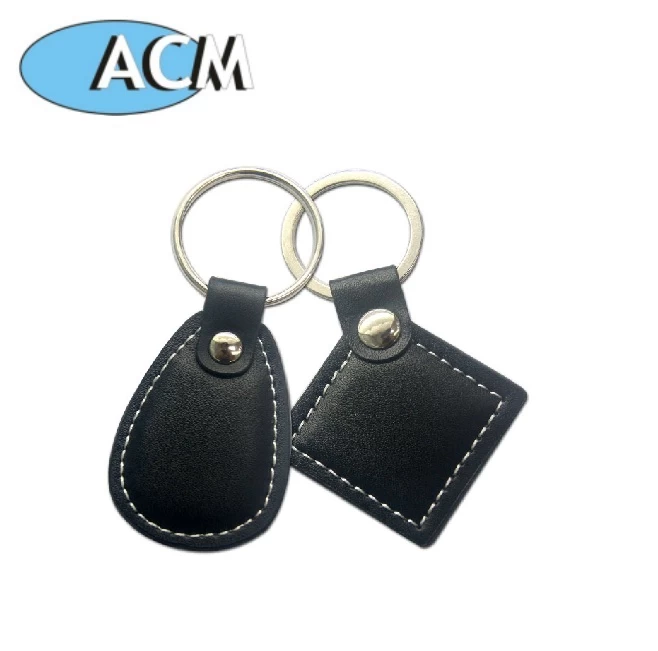 Factory price smart keychain tag leather rfid keyfob