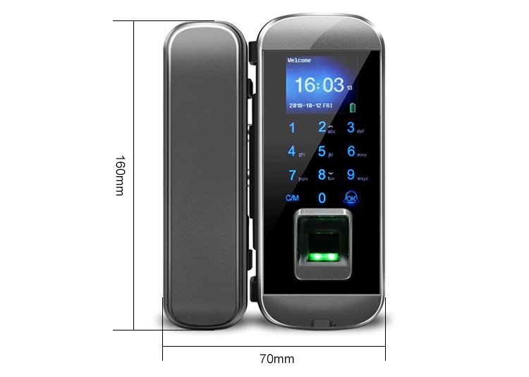 Fingerprint Lock For Glass Door With Remote Controller