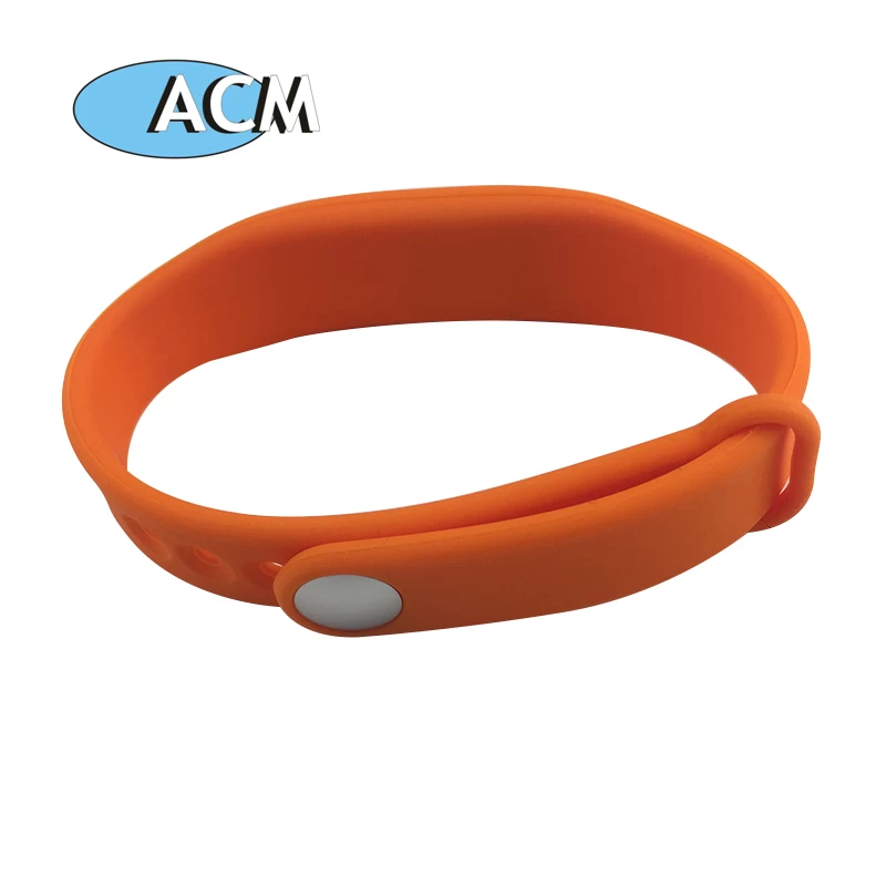 HF Silicone F08 RFID Wristband Tag For Event