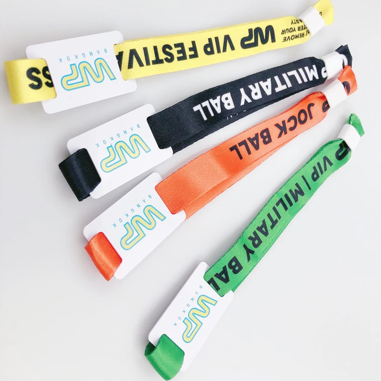 Nylon Fabric Rfid Woven QR Code Wristbands/Bracelet For Amusement Park