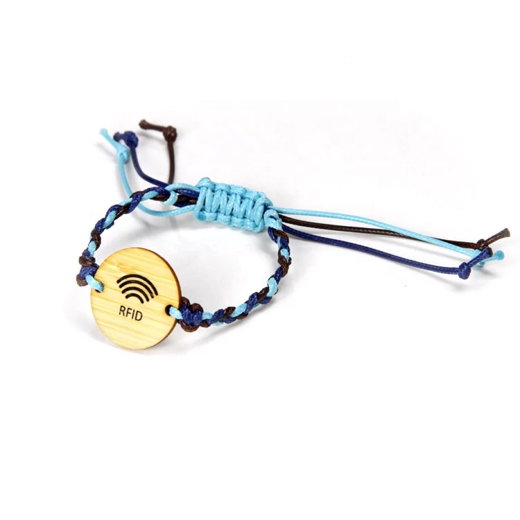 Programmable Radio Frequency 1K Identification Wristband Elastic Fabric Chinese Wood Bracelet