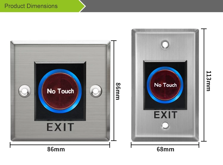 Touchless Sensor Exit Button Infrared Sensor Push Button Switch Access Control No Touch Exit Button ACM-K2B
