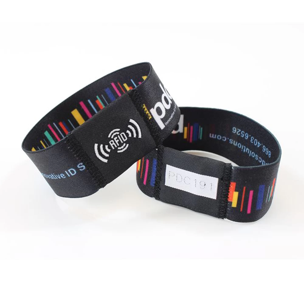 Ultra comfortable polyester material Nfc Wristband Strap Stretch rfid woven wristband