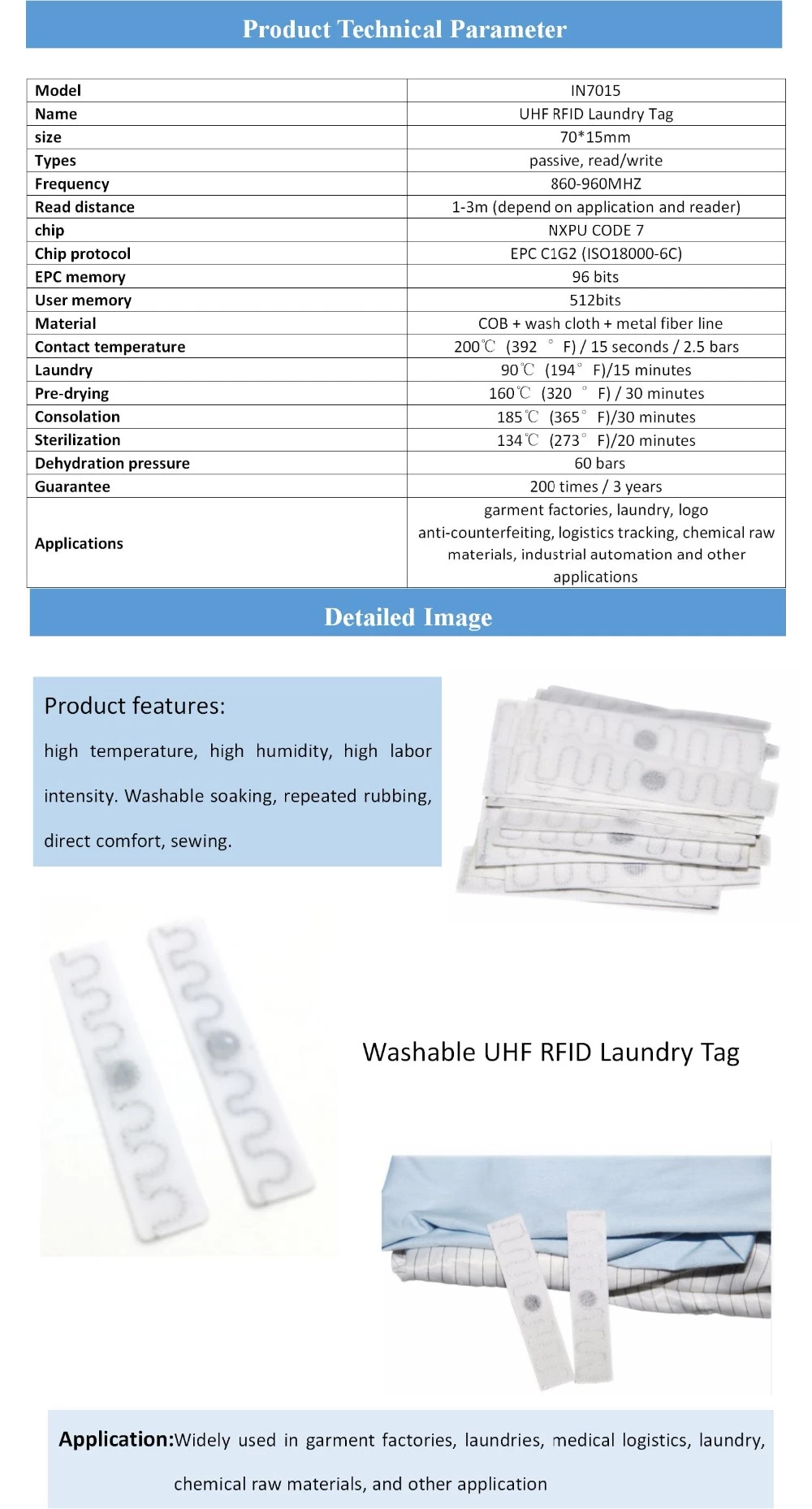 Washable Fabric UHF RFID Laundry Tags Textile NFC Laundry Tags RFID Clothing Laundry Tag