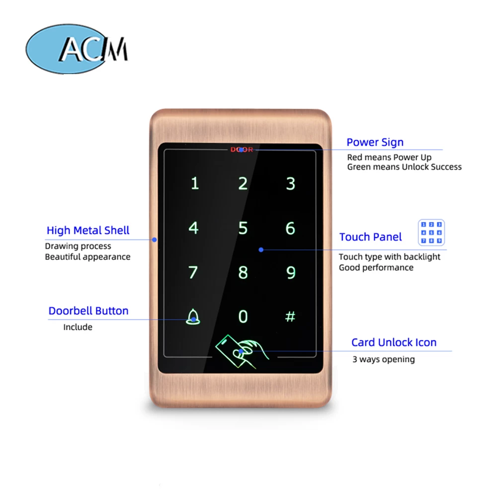 Waterproof Touch RFID Access Control Lock Case Reader Electronic Door Opener Smart Standalone Metal Keypad
