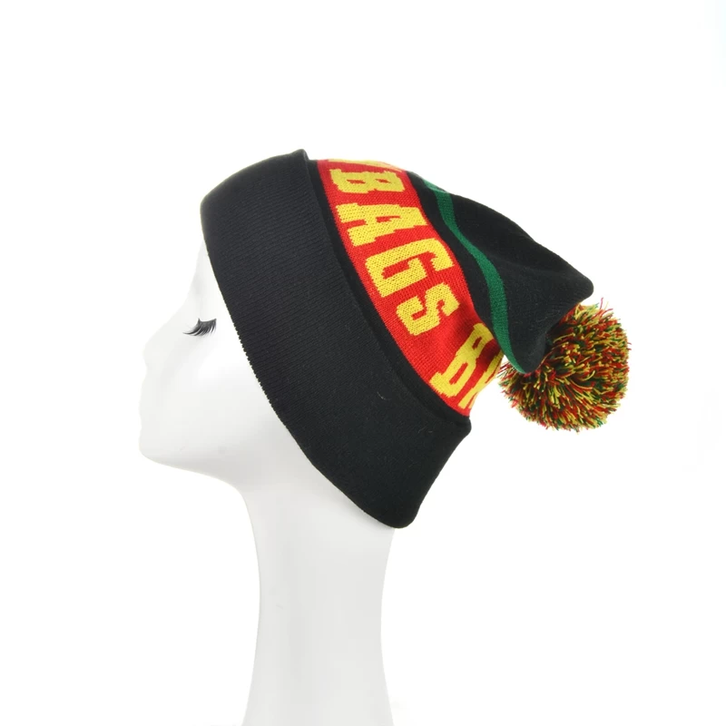 custom winter hats china, jacquard letters winter beanie, winter cable knit beanie