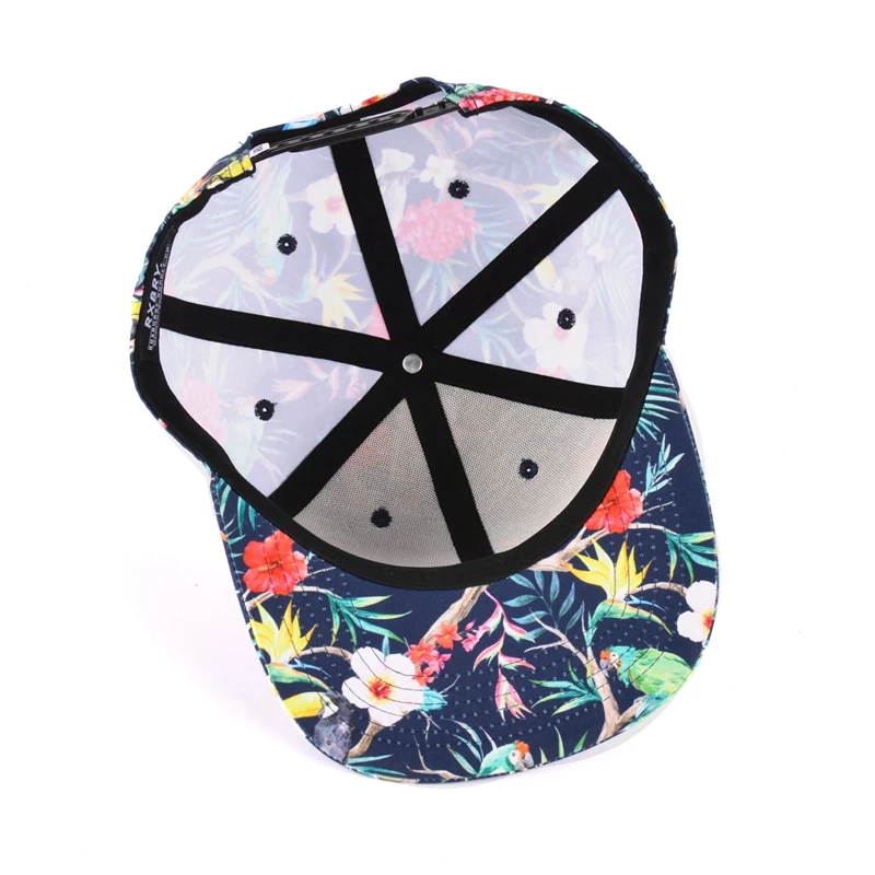 6 panels floral snapback hat, make your own flat brim hat, 6 panel snapback cap on sale