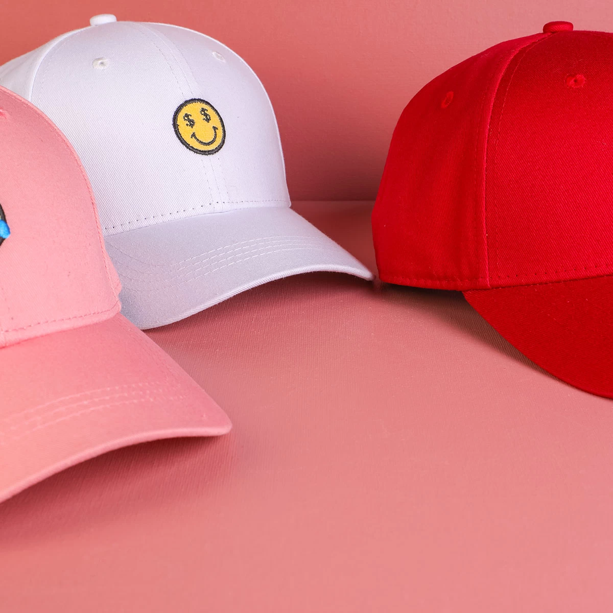 plain smiley face emoji embroidery logo, design logo custom baseball hats, plain caps hats wholesale china 