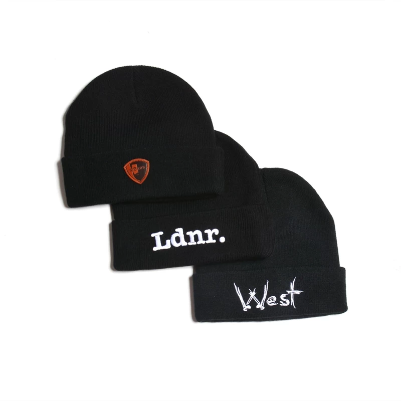best price knitted winter hat, plain embroidery logo black acrylic beanies, jacquard knitted hats china