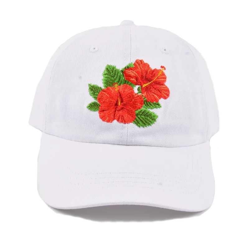 flower embroidery white dad hat