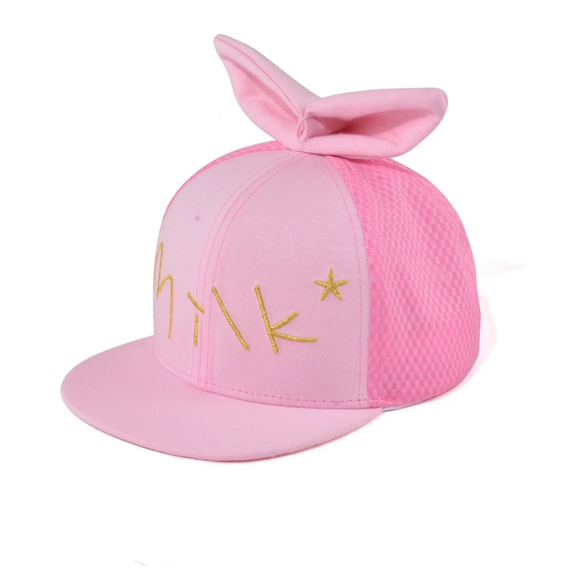 embroidery baby flat brim pink caps
