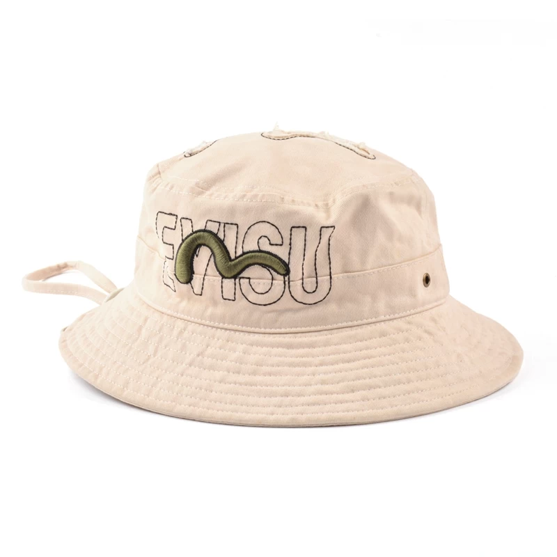 embroidery bucket hat with string