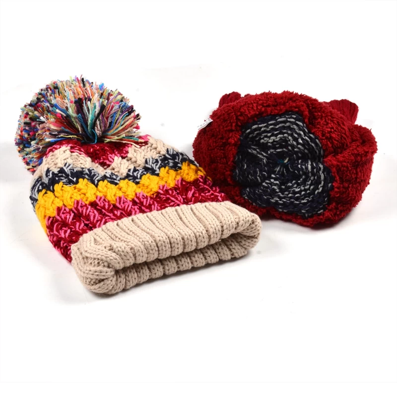 Custom Pom Pom Knit, Beanie With Jacquard Logo, Jacquard Skull Knitted Beanie Hat