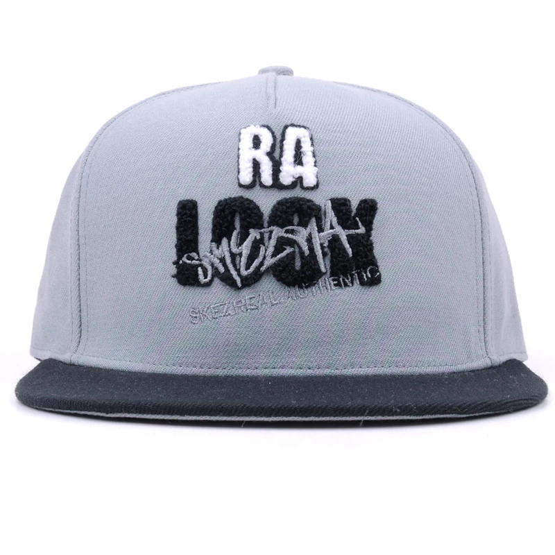 towel embroidery logo snapback cap, 5 panels snapback cap, high quality hat supplier china