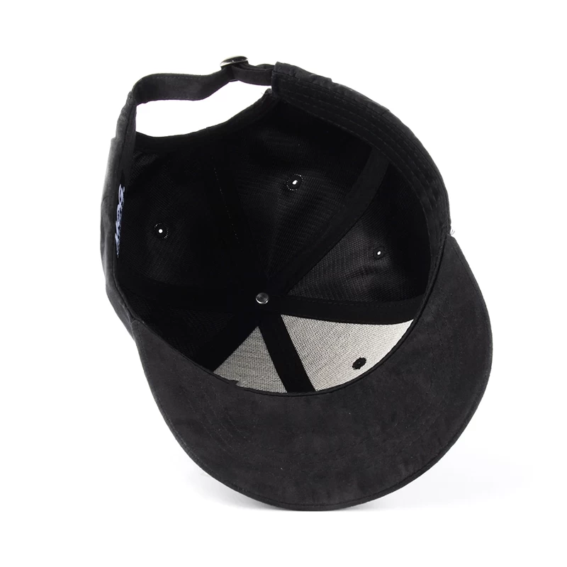 all black baseball hat, suede baseball hat, flat embroidery logo black baseball hat