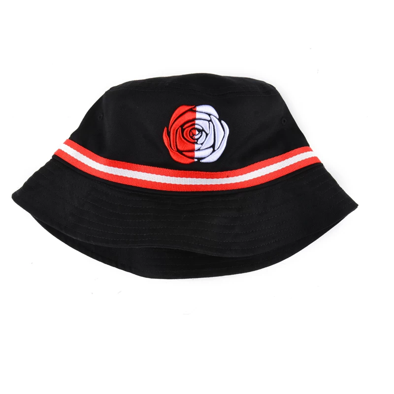 embroidery black fashion bucket hats, design logo black bucket hat