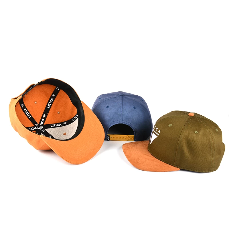 plain 6 panels snapback caps, flat brim snapback hats, design logo snapback caps custom