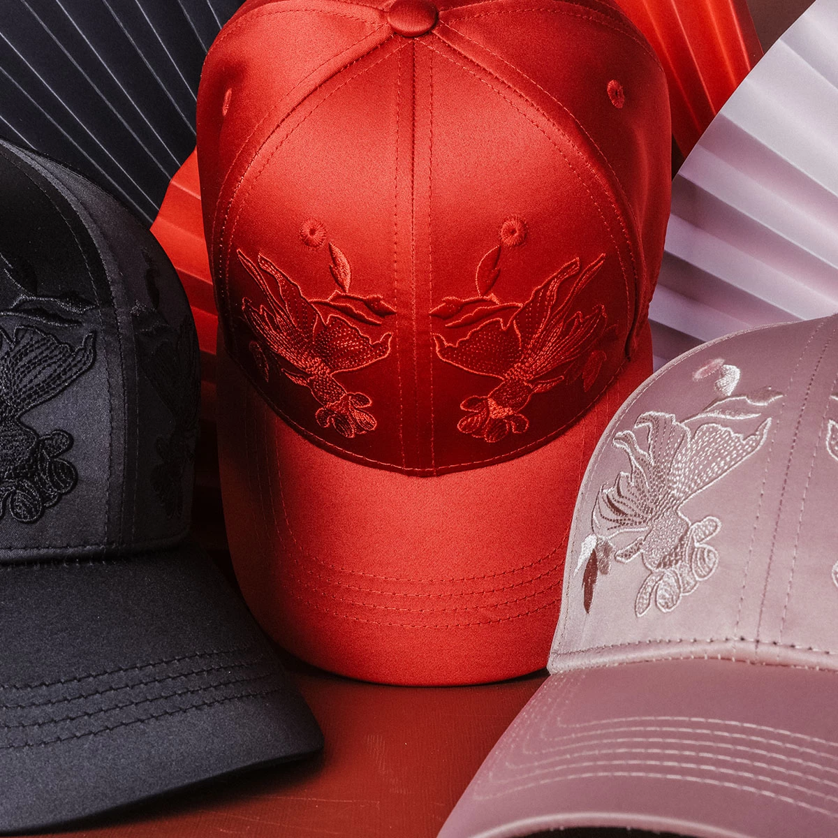 chinoiserie embroidery baseball hats, design logo baseball hats custom