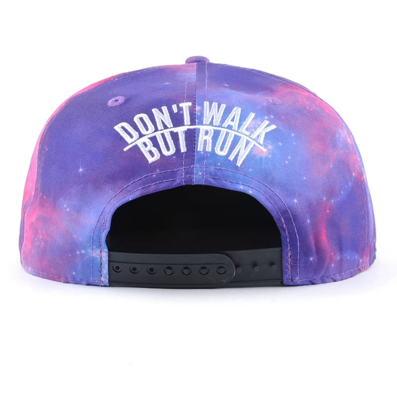 printed galaxy snapback caps, puff embroidery snapback caps, high quality hat supplier china 
