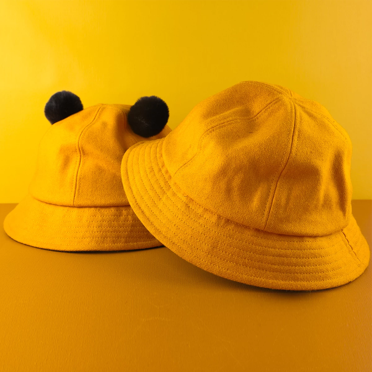 yellow suede bucket hats, plain no logo bucket hats, custom bucket hats deaign logo