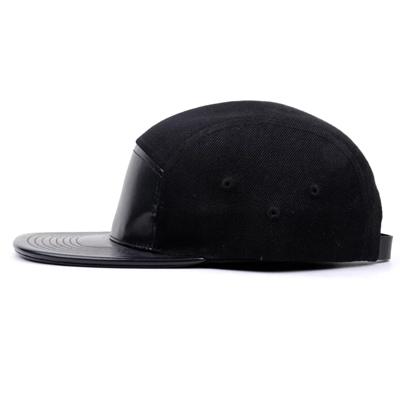 Black 5Panel Embossed Snapback Cap