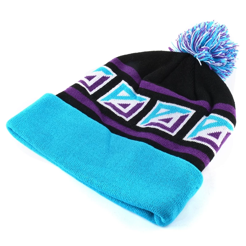 Hot Knitted Acrylic Jacquard Sport Beanie