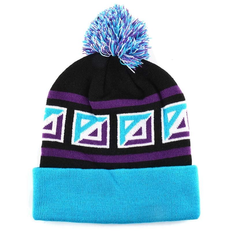 Hot Knitted Acrylic Jacquard Sport Beanie